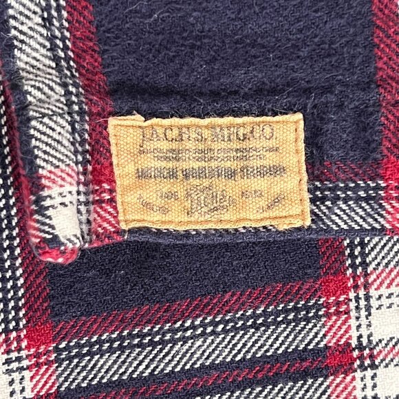 Jachs Flannel Button Up Shirt Size L Pockets Casual Heavy Plaid Blue Red Outdoor - Picture 6 of 11